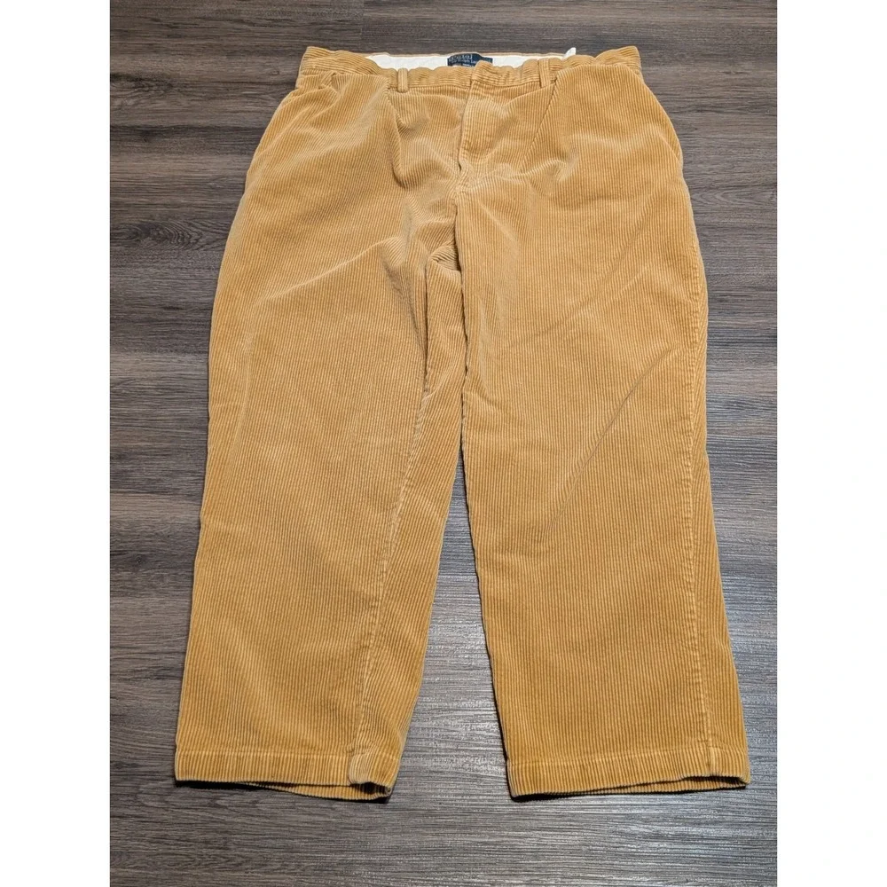 Polo Ralph Lauren Andrew Pant 40x(28)32 Tan Corduroy‎ Pleated Relaxed Trousers